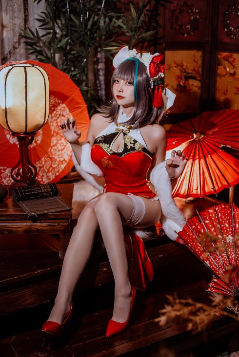 23080506  二佐Nisa - 碧蓝柴郡旗袍  32P-591M